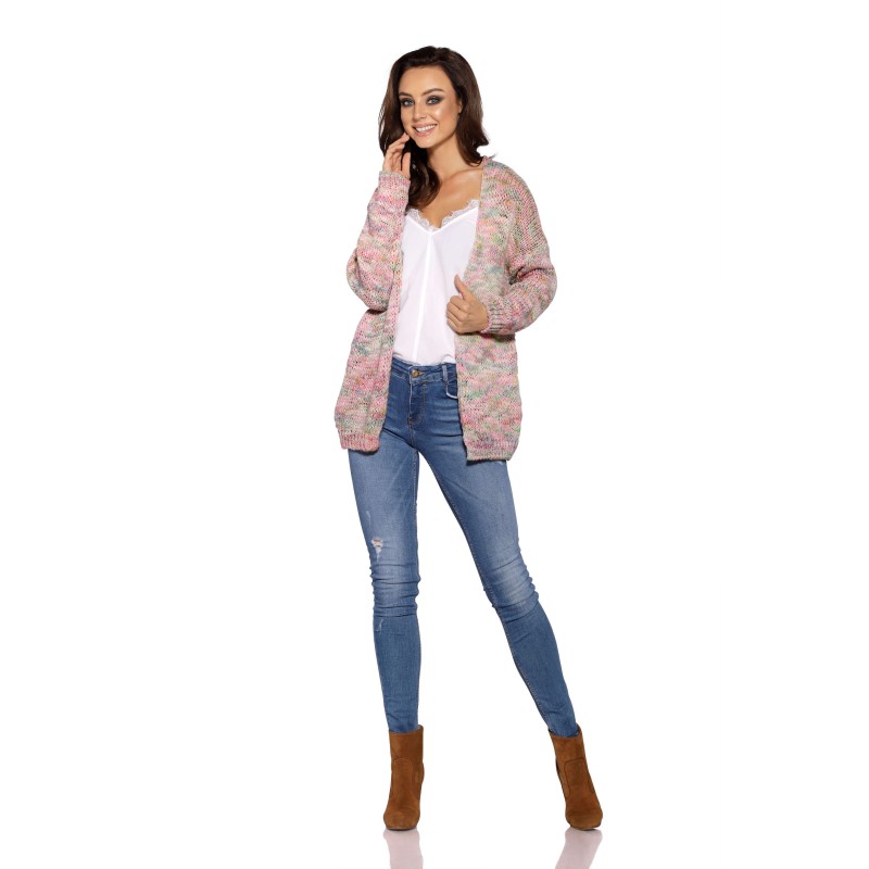 Cardigan anna tricotat scurt roz deschis