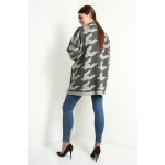 Cardigan tricotat cu model geometric gri