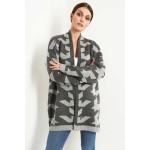 Cardigan tricotat cu model geometric gri