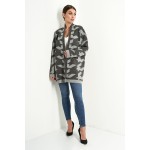Cardigan tricotat cu model geometric gri