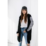 Cardigan negru sport cu maneci in doua culori