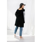 Cardigan negru sport cu maneci in doua culori