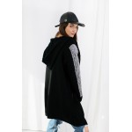 Cardigan negru sport cu maneci in doua culori