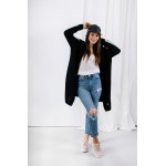 Cardigan negru sport cu maneci in doua culori