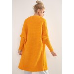 Cardigan lung cu tricotat portocaliu