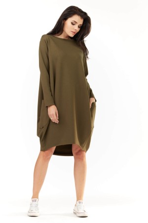 Rochie de zi cu buzunare M154 kaki