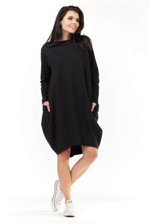 Rochie de zi cu buzunare M154 negru