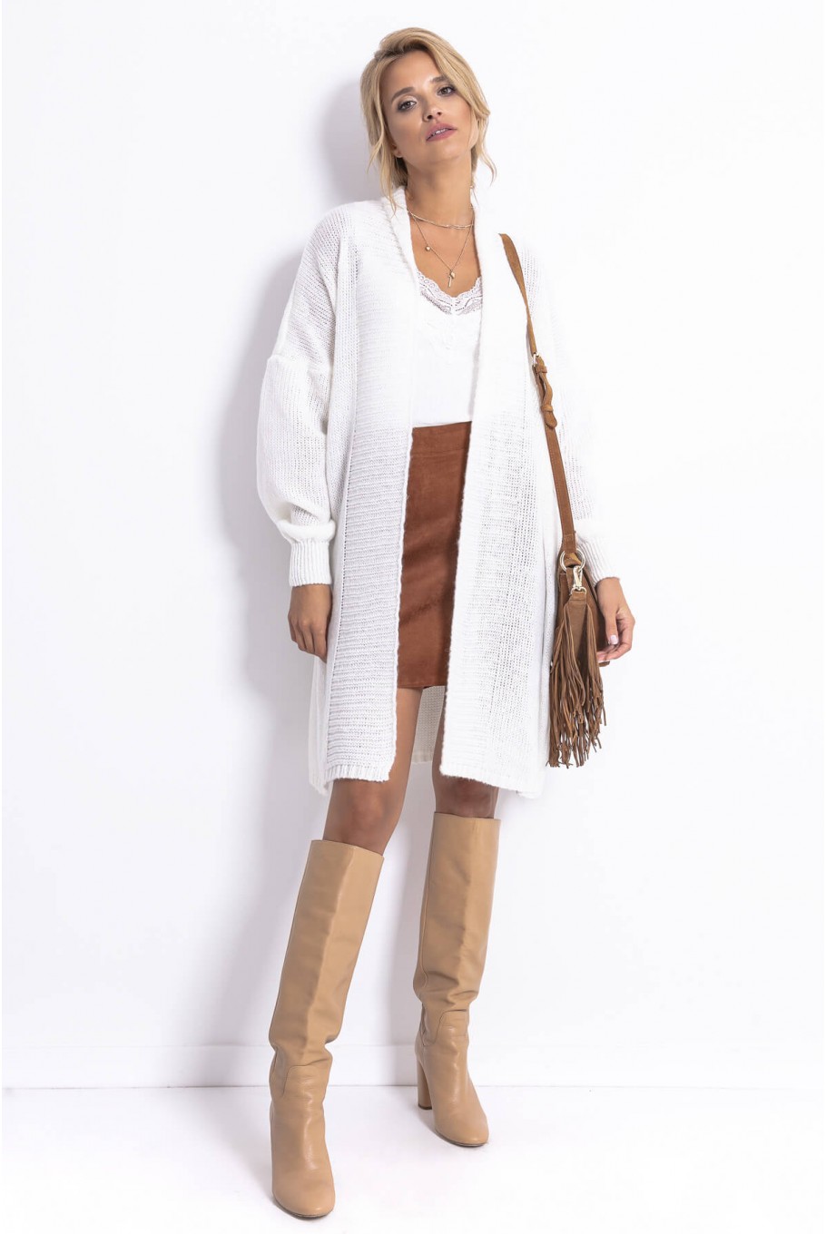 Cardigan alb de dama prettymoda